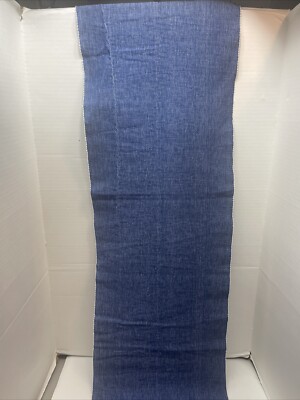 Pier 1 Denim Look Blue Ribbed Table Runner Cotton 63 x 14 Inch-image