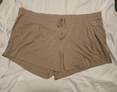 AnyBody Cozy Knit Size 5X Shorts Tan Brown Elastic Waist Pockets-image