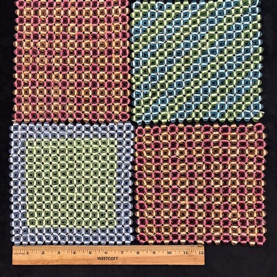 Lot 4 Vintage Pier One Imports Heavy Glass Beaded Trivets Blue Green Free Ship!-image