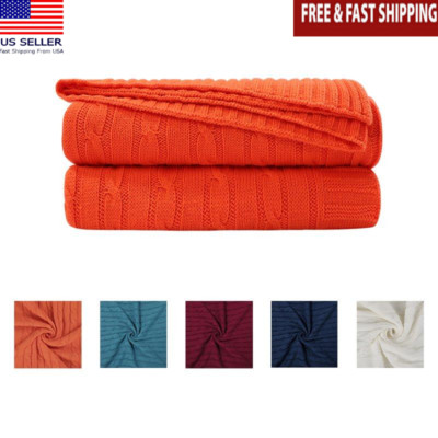Cotton Throw Blanket Cozy Couch Orange 47