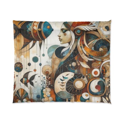 King Size Comforter Lagenlook Whimsical Rustic Nature Bold Art Bohemian Hipster-image