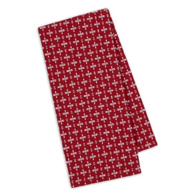 Cotton Kitchen Dish Towel - All Over Red & White Geometric Pattern 18x28 NEW-image