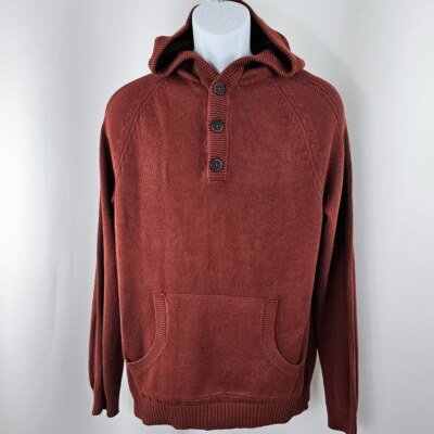 Flag & Anthem Men's Rust Red Hooded Pouch Pocket Cotton Sweater Size M NWT-image