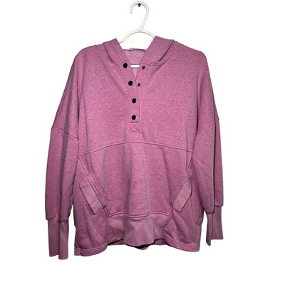 Zenana pink button oversized hoodie sweater womens medium comfort cozy cozycore-image