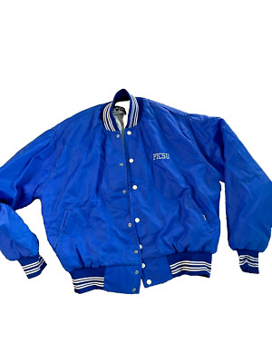 Vintage West Wind Jacket Buccaneer XL Blue Snap On Satin Bomber PICSU Made in -image