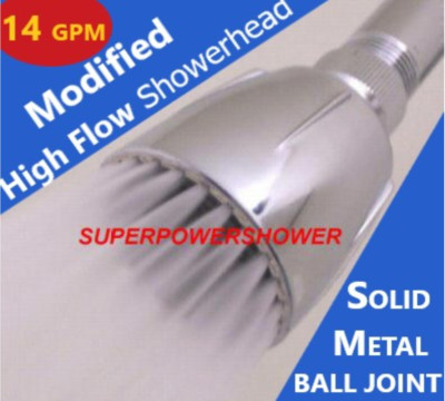 Original Modified HIGH FLOW SHOWER HEAD * 14 GPM Soft High Pressure * Metal Ball-image