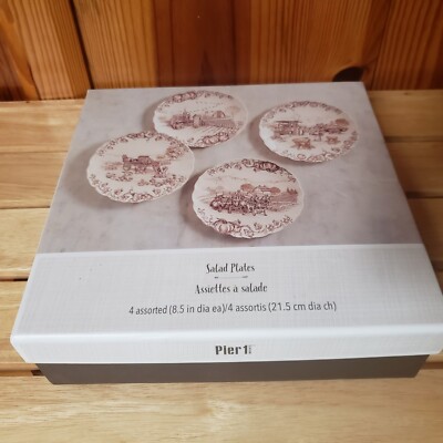 Set O 4 Pier 1 Imports Salad Plates Harvest Village Collection  8 3/4