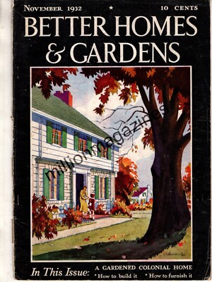 1932 Better Homes & Gardens November-Bildcost Colonial Living Room; Thanksgiving-image