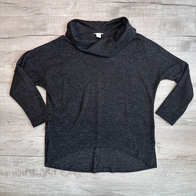 Caslon Gray Heathered Cowl Neck Knit Sweater Womens Small Pullover Lightweight-image