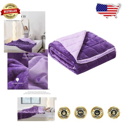 All-Season 48x72 Inches Purple Weighted Blanket - Cozy Flannel and Sanded-image