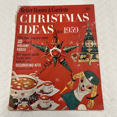Vtg 1959 Better Homes & Gardens Christmas Ideas MCM Crafts Recipes Advertising-image