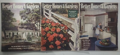 3 Vintage Issues BETTER HOMES & GARDENS Magazine (1945) World War II, MidMod-image