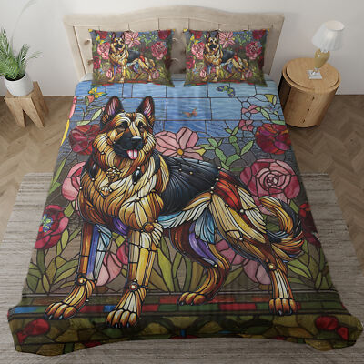 German Shepherd Dog Bedding Set, Colorful Pet Lover Duvet Cover, Cozy Dog Lover-image