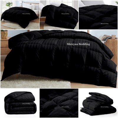 Superb Ultra Soft Goose Down Alternative Comforter Full XL Size Black Stripes-image