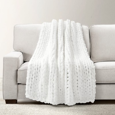 Lush Decor Hygge Ultra Soft Cozy Chenille Chunky Knit Throw-image