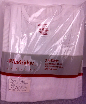 Wind Ridge Package Of 3 Cotton Vintage White A Shirts Size M (38-40) - New  (69)-image