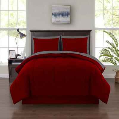 6 Piece Solid Bed in a Bag Bedding Comforter Set, Available in various colors-image