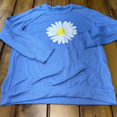 White Daisy Unisex Sweatshirt, Comfortable, Cozy Trendy Floral L-image
