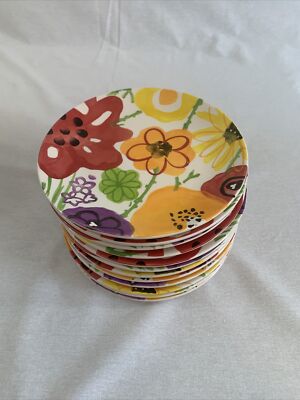 Pier 1 Salad Plates Garden Floral Collection Accent Dessert 8.5