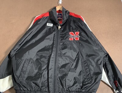 Vintage Nebraska Huskies Wind Breaker Adult Size Extra Large Black Pro Player 90-image