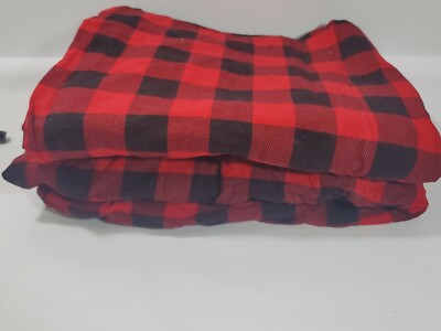 MainStays Twin Flannel Buffalo Plaid Fitted & Flat Sheets Only Red Black-image