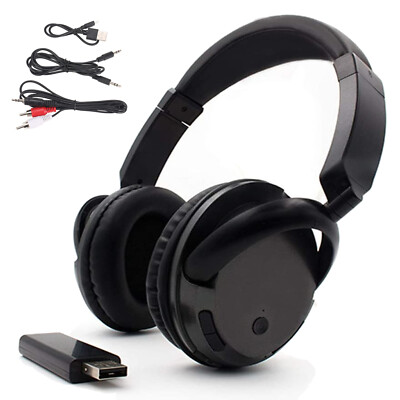 Wireless Stereo Headphone Over Ear Headset FM Radio Transmitter for TV PC F4U0-image