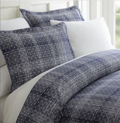 Becky Cameron Polka Dot Patterned Navy Full/ Queen 3-Piece Duvet Cover Set-image