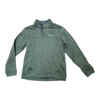 Eddie Bauer Green Cozy Half Button Pullover Sweatshirt Classic Preppy  Sz M EUC-image