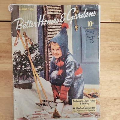 Vintage JAN 1941 Better Homes and Gardens Magazine - Child with Skis Cover-image