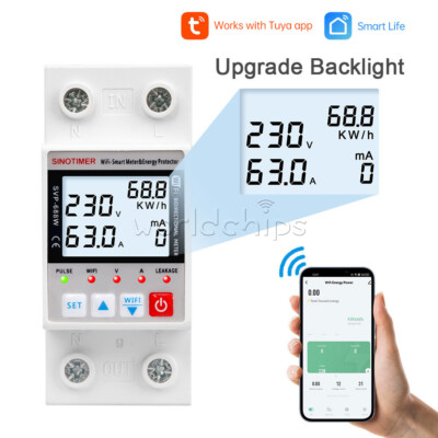 AC220V 63A Tuya Smart Under/Over voltage current Protector WIFI APP Control-image