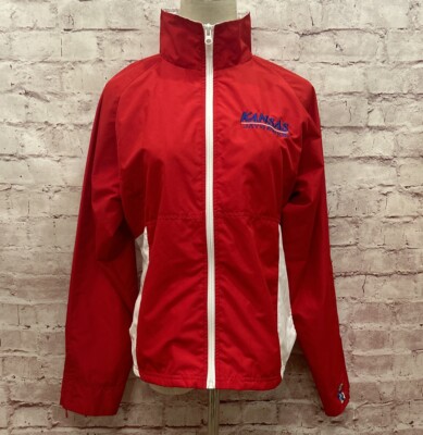 Red Oak Kansas Jayhawks Wind Jacket Women MEDIUM Full Zip Vintage windbreaker-image