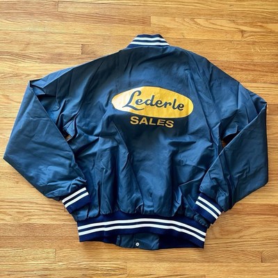 Vintage 80s Lederle Pharmaceuticals Navy Blue Wind Breaker Size Large-image