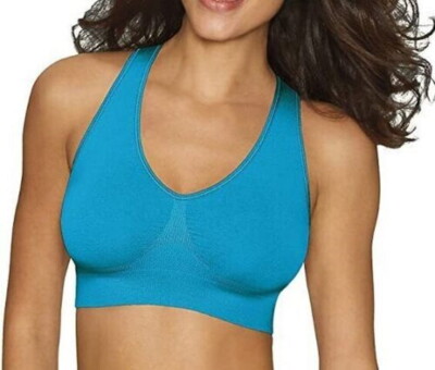 Hanes Women's Get Cozy All Day Comfort Seamless Pullover Wirefree Bra (Aqua/3X)-image