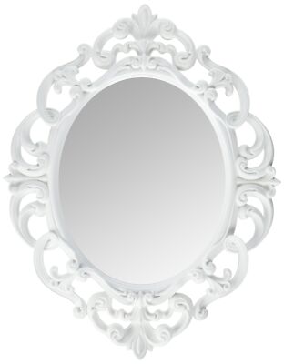 Kole Imports Oval Vintage Wall Mirror, White, 11.5 x 15 Inch-image