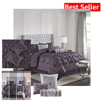 Cozy 7-Piece Plum Comforter Set with Matching Shams - Traditional Tufted Style-image