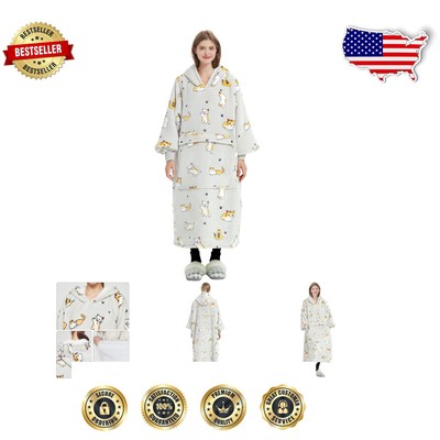 Machine Washable Cat Print Wearable Hoodie Blanket - Ultimate Oversized Comfort-image