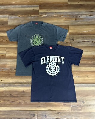 Vintage Y2K Element Skateboarding Earth Wind OG Logo Shirts Lot Of (2) Navy Med-image