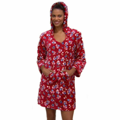 SOFT & COZY Size M/L Plush Hooded Tunic RED-image