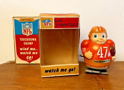 Vintage 1967 NFL San Francisco 49ers #47 Touchdown Champ Wind-Up Toy w/ Ori Box-image