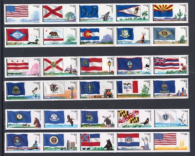 US 2008 2012 NH COMPLETE 60 stamps 4273- 4332 Flags Our Nation Coil Strips of 5-image