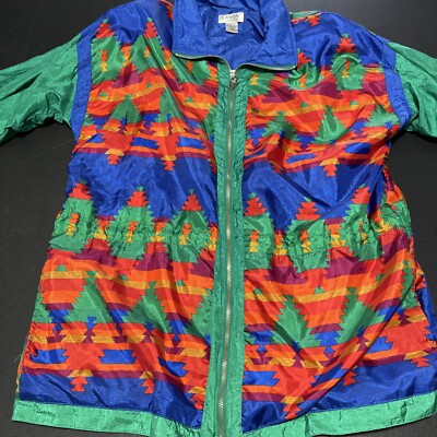 Vintage Lavon Aztec Print Wind breaker Colorful South Western Wind Jacket -image