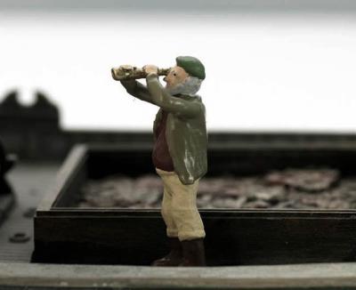 HARBOR Master looking through SPYGLASS over the harbor HO Scale Harbor Figure-image