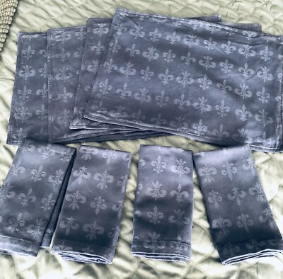 Trillium Design Imports Set of 4 Smoky Purple Placemats & Napkins 100% Cotton-image