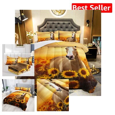 Comfortable Twin Horse Comforter Bedding Set - Soft Microfiber for All Seasons-image