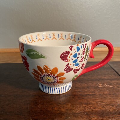 Dutch Wax Coastline Imports Hand Painted Ceramic Coffee Cup Mug  Floral Design-image