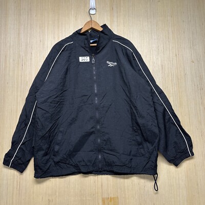 Vintage Reebok Wind Breaker Adult Size Large Black Long Sleeve Men's Zip Up-image