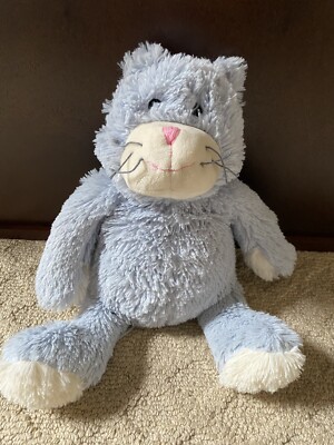 Warm And Cosy Plush Blue-gray Cat Microwavable Heatable Bedtime EUC-image