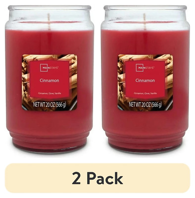 (2 Pack)  Cinnamon Scented Single-Wick Large Glass Jar Candle, 20 Oz-image