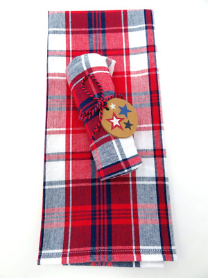 DII ~ Patriotic Kitchen Towels 18 x 28 inches ~ Red White Blue ~ Gift Set of Two-image