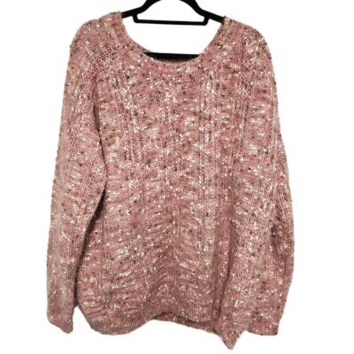 Sew In Love Womens 3XL Chunky Fuzzy Sweater Pink Cozy Nubby Soft Girl -image